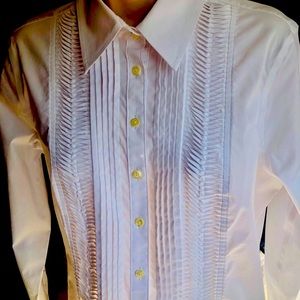 Paper white button up long sleeve shirt in size 8